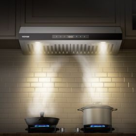 30' Under Cabinet Range Hood Vent Hood 900CFM Gesture & Touch Control (red: Silver)