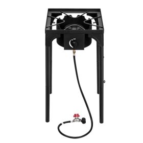Outdoor Camp Stove High Pressure Propane Gas Cooker Portable Cast Iron Patio Cooking Burner - Single Burner 75000-BTU (red: defaulttitle)