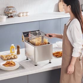 Commercial Electric Deep Fryer Countertop Deep Fryer 1750W 12Qt / 11.5L (red: Silver)