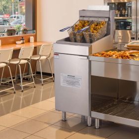 Commercial Deep Fryer Free Standing Natural Gas Fryer 3-Burner Dual Baskets (red: Silver)