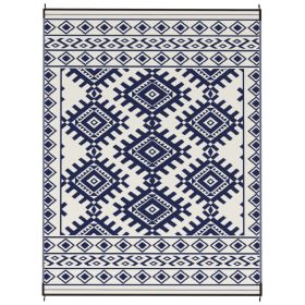 Reversible Outdoor Rug, Waterproof Plastic Straw With Carry Bag, 9 X 12, Blue  White Rhombus Border (red: Blue)