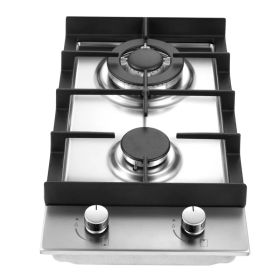 2-Burners Gas Cooktop 12in Eascookchef Stainless Steel NG/LPG Convertible (red: 12inch)