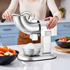 Commercial Ice Crusher 440LBS/H Electric Snow Cone Maker Shaved Ice Silver (red: Silver)