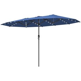 Garden Parasol, Double-Sided Sun Umbrella With LED Solar Lights, Patio Parasol For Outdoor, Blue (red: Blue)