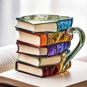 Painted Book Coffee Cup Unique Book Stacking Coffee Cup (red: Type B-1PCS)