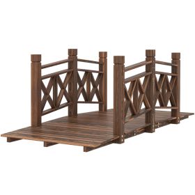 5 Ft. Wooden Garden Bridge Footbridge For Ponds, Creeks, Streams, Carbonized (red: Wooden)