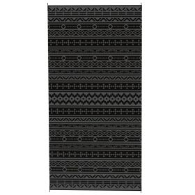 Reversible Outdoor Rug, Waterproof Plastic Straw With Carry Bag, 9 X 18, Black & Gray Geometric Wall (red: Black)