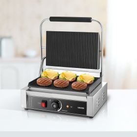 Commercial Panini Press Grill Electric Sandwich Maker Griddle Plate 13.5x9.3 In (red: Silver)