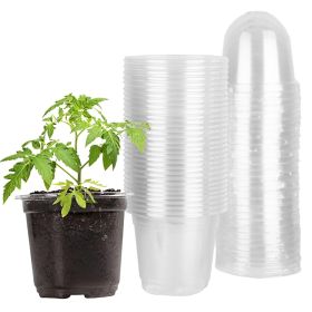 30Pcs Plant Nursery Pots For Spring Garden Container PET Flower Seed Starting Pots Container With Dome With Drainage Holes (red: White)
