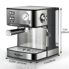 20 Bar Professional Espresso Machine With Milk Frother, Single & Double Shot, ESE Pod Compatible, Pressure Display, Removable Water Tank For Capp (red: Silver)