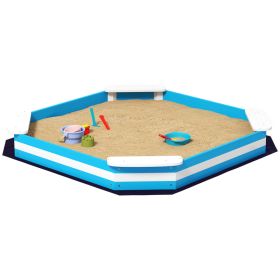 Kids Sandbox With 4 Corner Seats, Bottom Liner For Backyard, Garden, Outdoor, 52 X 52 X 6, Blue (red: Blue)