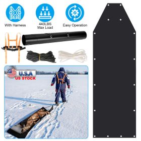 1Pc Deer Drag Sled With Dragging Harness Deer Cart Game Hauler Snow Sledding Pad Hunting Gear Supplies With 32.8FT Black Rope 16.1FT White Rope F (red: Harness)