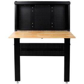 Wall Mounted Workbench, Robust Space-Saving Foldable Workbench With Rubberwood Work Surface, Pegboard For Tools (red: defaulttitle)