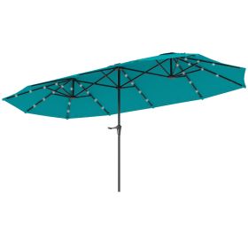13ft Double-Sided Market Umbrella, Large Patio Umbrella With Solar Lights, Crank Handle For Garden, Pool, Yard, Blue (red: Blue)