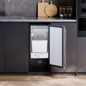 Undercounter Built-in Ice Maker Machine 50 Lbs/Day W/ Drain Pump Reversible Door (red: Silver)
