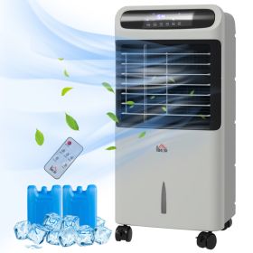 3-In-1 Ice Cooling Fan, Mobile Evaporative Air Cooler with Remote, Timer, Oscillating for Home Office, Bedroom, Gray (red: Gray-430x383x830 mm)