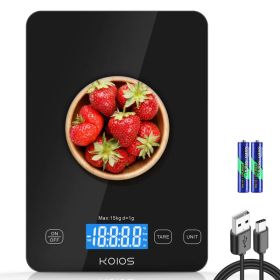 KOIOS Food Scale, 33lb/15kg Digital Kitchen Scale Grams And Ounces For Cooking Baking, 1g/0.1oz Precise Graduation, Type-C Charging, Tare Functio (red: Black)