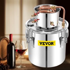 Alcohol Still, 50L Distillery Kit W/Condenser & Pump, 13.2Gal Alcohol Still W/Copper Tube, Whiskey Distilling Kit W/Build-in Thermometer, Whiskey (red: Silver)