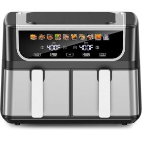 Double-basket Air Fryer, With A 9.5-liter Large Capacity, Independent Temperature Control, And 10 Preset Modes (red: Black)