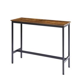 Bar Table Set With 2 Bar Stools PU Soft Seat With Backrest, Rustic Brown, 43.31'' L X 15.75'' W X 35.43'' H. (red: defaulttitle)