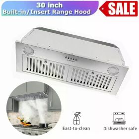 30" Built-In Insert Range Hood 600CFM Kitchen Vent LEDs Convertible Fan Sliver (red: 30inch)
