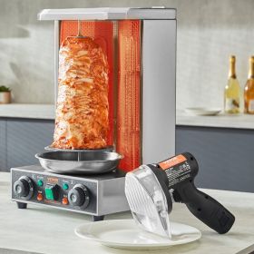 Electric Shawarma Knife, 80W Cordless Battery Professional Turkish Knife, Commercial Stainless Steel Gyro Cutter, Doner Kebab Meat Slicer With 2 (red: Black)