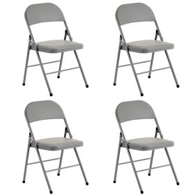 4pcs Elegant Foldable Iron & PVC Chairs For Convention & Exhibition Gray (red: defaulttitle)