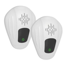 2 Pack Pest Control Device For Mosquitoes Cockroaches Rats Plug In Ultrasonic Insect Repellent Indoor For Bedroom Garage Warehouse Office (red: White)