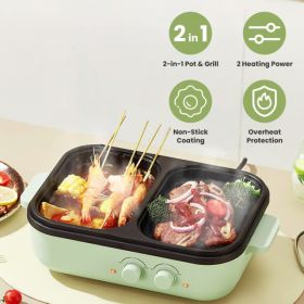 2-in-1 Electric Hot Pot & Grill Combo, Dual Separate Temperature Control, Non-Stick Die-Cast Aluminum, Overheat Protection, 33.82OZ Hot Pot 6.76O (red: defaulttitle)