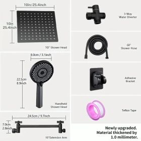 RV Shower Head, 10 Inch High Pressure Rain Shower Stainless Steel Shower Head With Handheld Shower Combo With 59 Inch Extra Long Hose, Adhesive S (red: Black)