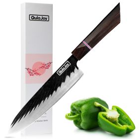 Qulajoy 8 Inch Japanese Chef Knife, Professional Hand Forged High Carbon Steel Kitchen Chef Knife,Cooking Knife With Ebony Handle (red: Chef)