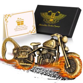 Old Style Motorcycle Beer Bottle Opener Black Gift Box With Greeting Card, Exclusive Gift For Motorcycle Enthusiasts, Bar Tool For Beer Enthusias (red: Bronze)