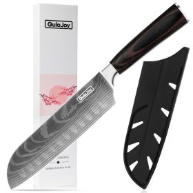 Qulajoy Santoku Knife, High Carbon Stainless Steel Chef Knife Japanese Kitchen Knives With Ergonomic Pakkawood Handle, Chopping Knife For Home Ki (red: Santoku Knife)