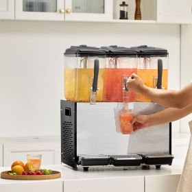 Commercial Beverage Dispenser 12L X 3 Tanks Cold Juice Ice Drink Dispenser (red: Silver)