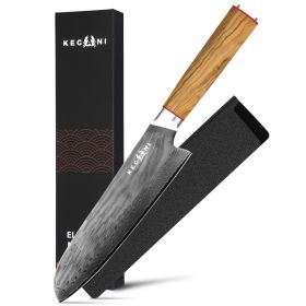 Kegani Kiritsuke Knife - 8 Inch Professional Japanese Chef's Knife, 67 Layers AUS-10 Damascus Steel Kitchen Ultra-Sharp Knife - D-Shaped Handle (red: Santoku Knife)