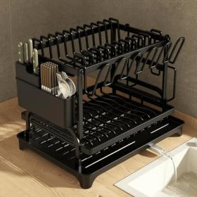 Kitchen Dish Drying Rack Large Capacity With Drain Board (red: Black)