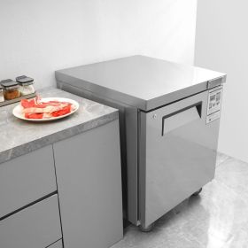 Commercial Refrigerator, 28' Undercounter Worktop Refrigerator, 7.4 Cu. Ft Thick Stainless Steel Refrigerated Food Prep Station Fan Cooling Singl (red: Silver)