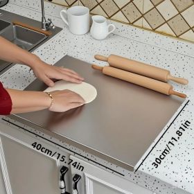 Stainless Steel Cutting Board For Kitchen - Large 304 Chopping Boards With Lid And Non-Slip Pad For Countertop, Suitable For Meat Vegetables Brea (red: 30cm40cm)