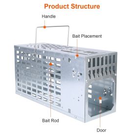 1Pc One Door Humane Live Mouse Trap Reusable Metal Rat Rodent Cage Catch Release Continuous Capture Indoor Outdoor Pet Children Safe (red: Silver-1Door)