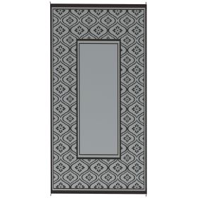 Reversible Outdoor Rug, Waterproof Plastic Straw With Carry Bag, 9 X 18, Black & Gray Gourd Border (red: Gray)