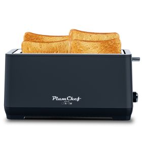 4-Slice Toaster, Extra Wide Long Slot, 6 Settings, Bagel, Defrost, Reheat, Removable Crumb Tray, Stainless Steel Housing, Matte Black, Amazon Res (red: KRT6031B)