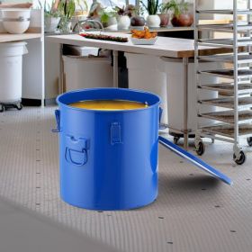 Fryer Grease Bucket, 8 Gal Oil Disposal Caddy Carbon Steel Fryer Oil Bucket With Rust-Proof Coating, Oil Transport Container With Lid, Lock Clips (red: Blue)