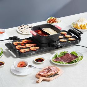 Hot Pot With Grill 2300W 2-in-1 Electric Smokeless BBQ Pan With Removable Pot (red: Black)