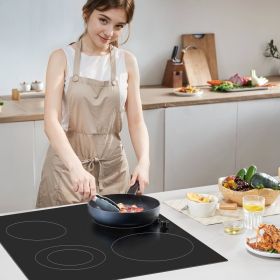 Built-in Electric Cooktop Radiant Ceramic Cooktop 4 Burners 30.3x20.5 Inch (red: Black)